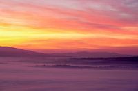 Trevi Umbria Italy landscape view with Sunset