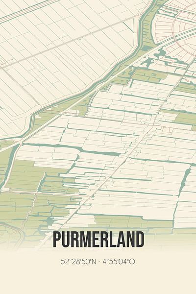 Alte Karte von Purmerland (Nordholland) von Ortsdrucke