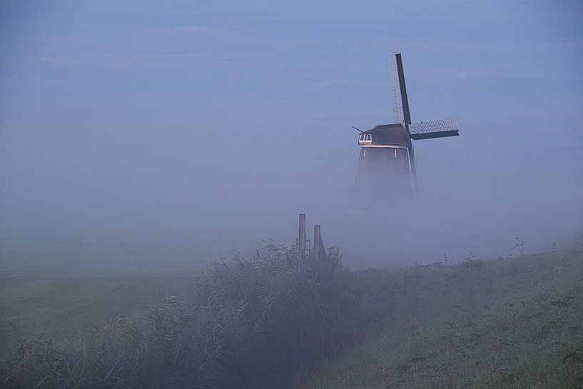 The Berkmeer mill in the mist by peterheinspictures