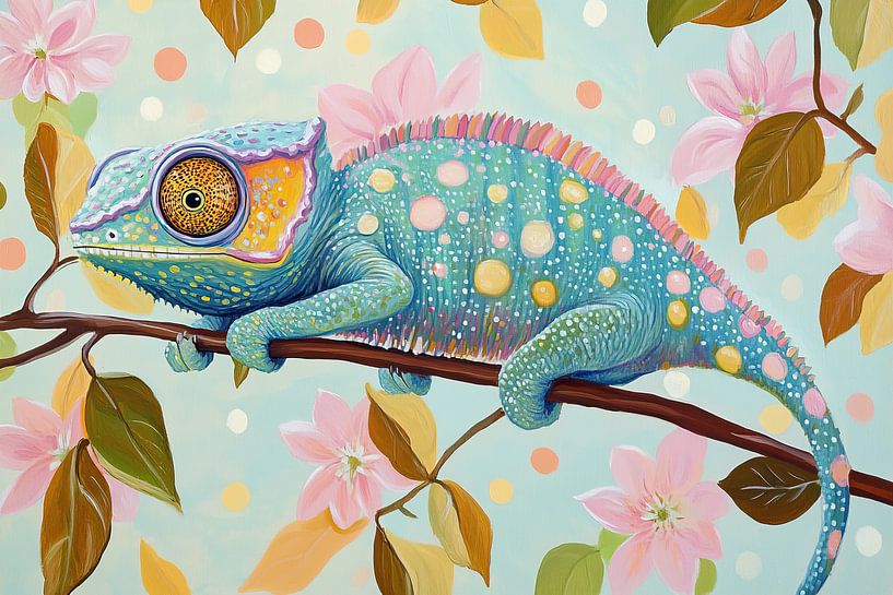 Bunte Chamäleon-Szene von Wunderbare Kunst