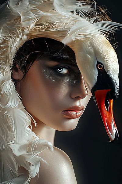 woman with swan by Egon Zitter