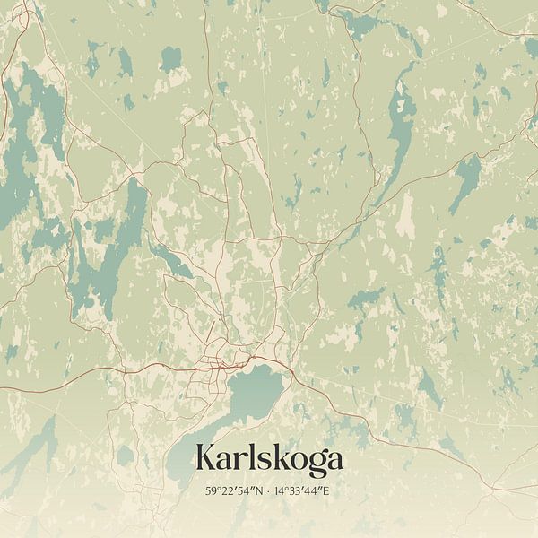 Carte ancienne de Karlskoga, Suède. par Affiches de lieux