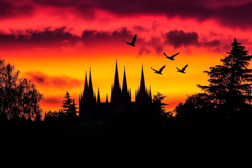 Abendliche Silhouette von Poster Art Shop