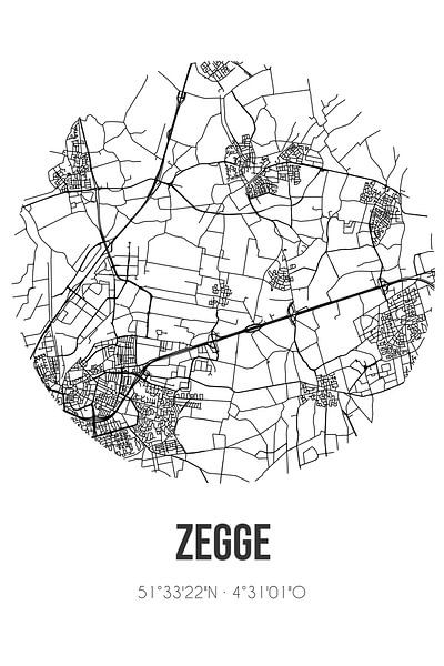 Zegge (Brabant septentrional) | Carte | Noir et blanc par Affiches de lieux