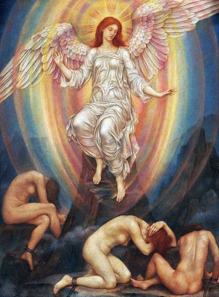 Evelyn De Morgan, Das Licht leuchtet in der Dunkelheit und die Dunkelheit versteht es nicht - 1906 von Atelier Liesjes