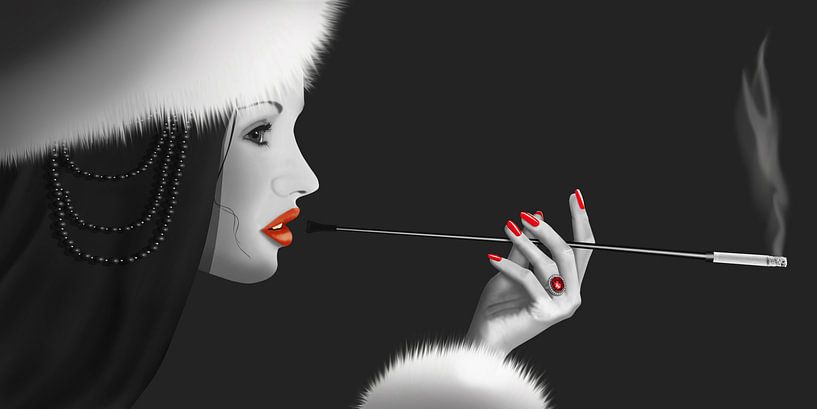 Lady Lady Ninotschka 2 ( Variante in Schwarz/Weiss mit Colorkey)) von Monika Jüngling