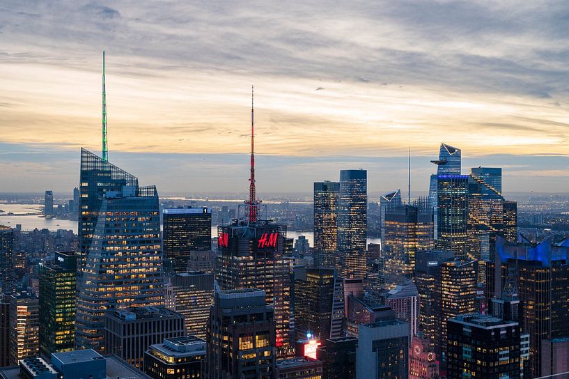 Ligne d'horizon de Manhattan au coucher du soleil par Tim Vlielander