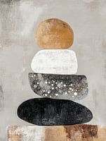 Gestapelte Steine im Japandi-Stil