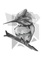 Niedlicher Vogel grau