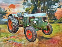 Traktor Deutz D50 D5005 D5505 im Styl  Aquarell