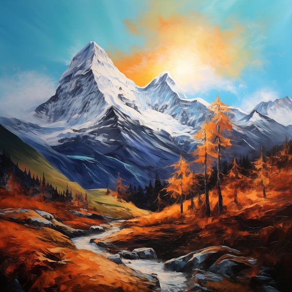 Peinture à l'huile des montagnes de l'Himalaya par TheXclusive Art