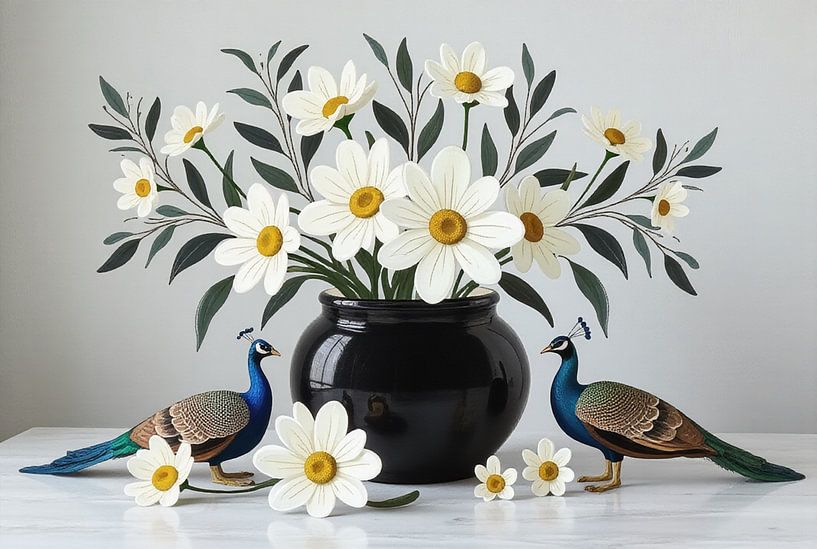 Royal Rooster &amp; Flowers - Elegant Farm Art with Vintage Charm by Kleurenrijk