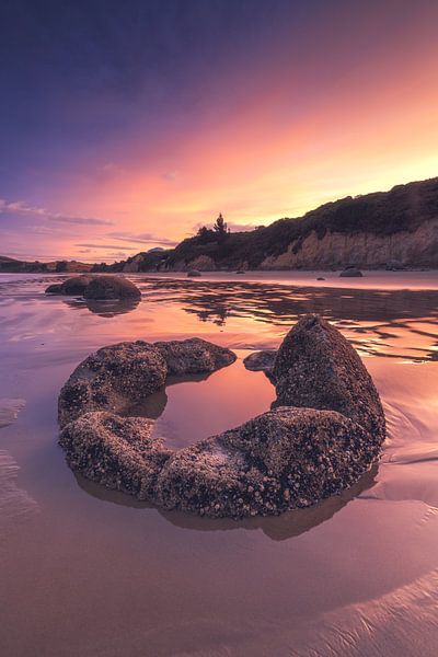 Nouvelle-Zélande Boulder Beach Coucher de soleil par Jean Claude Castor