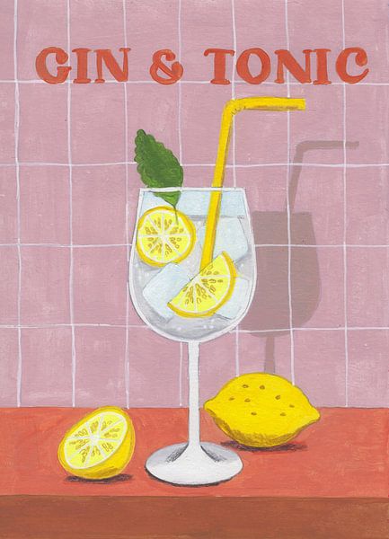 Still Life Summer Gin &amp; Tonic Cocktail bright colours by Caroline Bonne Müller