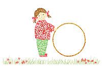 Digitales Kunstwerk GIRL WITH A HOWLER IN HER HAND. Ein süßes Werk im Stil des Pointillismus