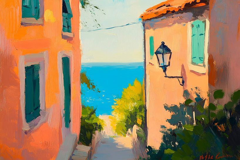 Küstenstraßenblick mit Pastellfarben von Poster Art Shop