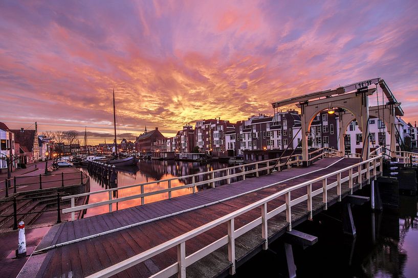 Galgewater Leiden bei Sonnenaufgang von Dirk van Egmond