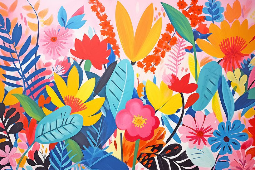 Vintage Blumen, Bunt und Abstrakt von Caroline Guerain