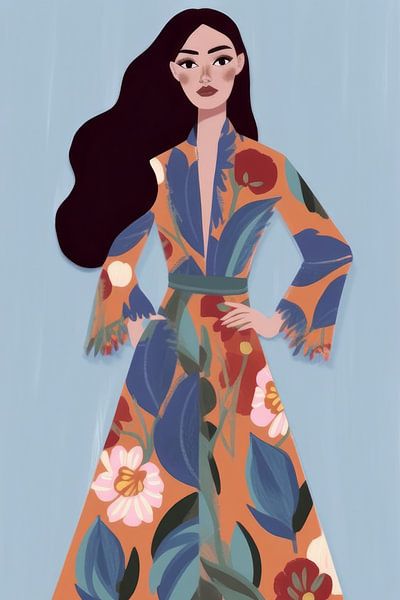 Modernes illustriertes Porträt von Carla Van Iersel