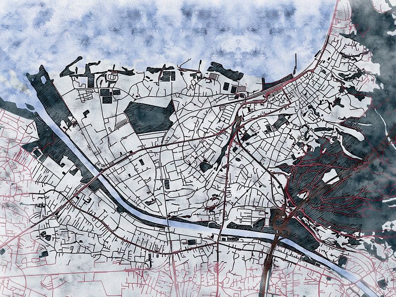 Carte de Bregenz avec le style 'White Winter' par Maporia