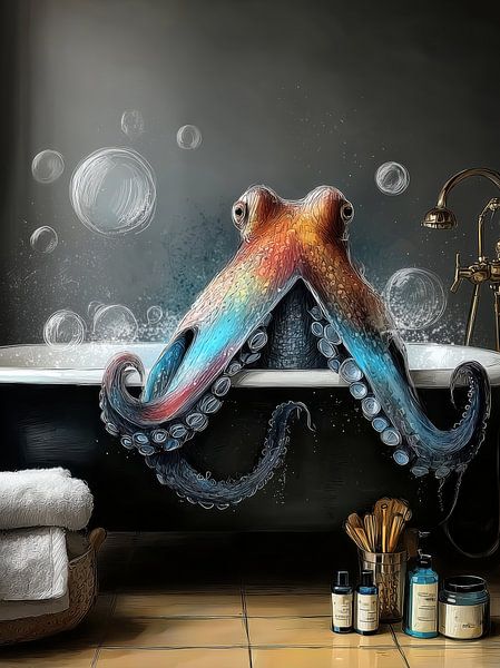 Octopus in bathtube by JBJart Justyna Jaszke