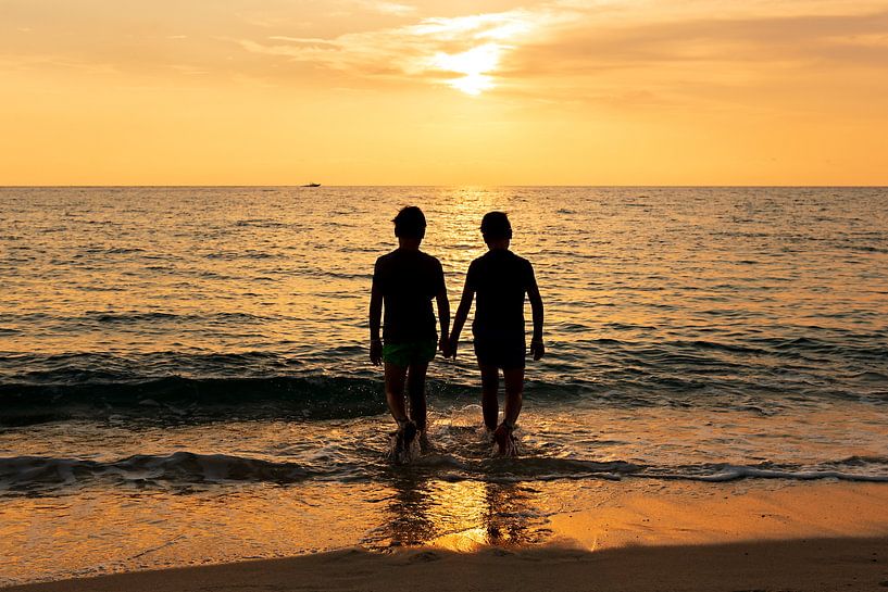 Samen bij de ondergaande zon par Maren Oude Essink