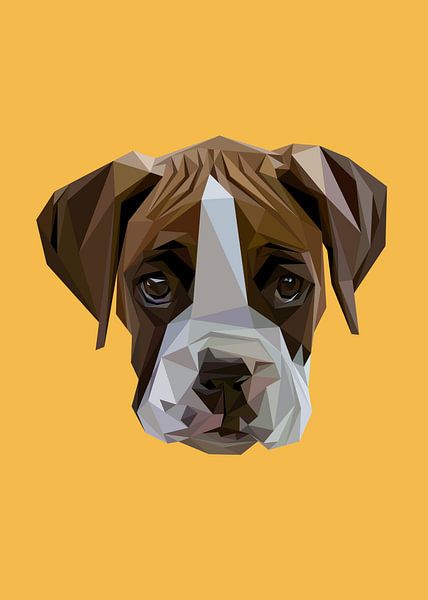 Der Boxer-Hundekopf in Low Poly Abstract von Yoga Art 15