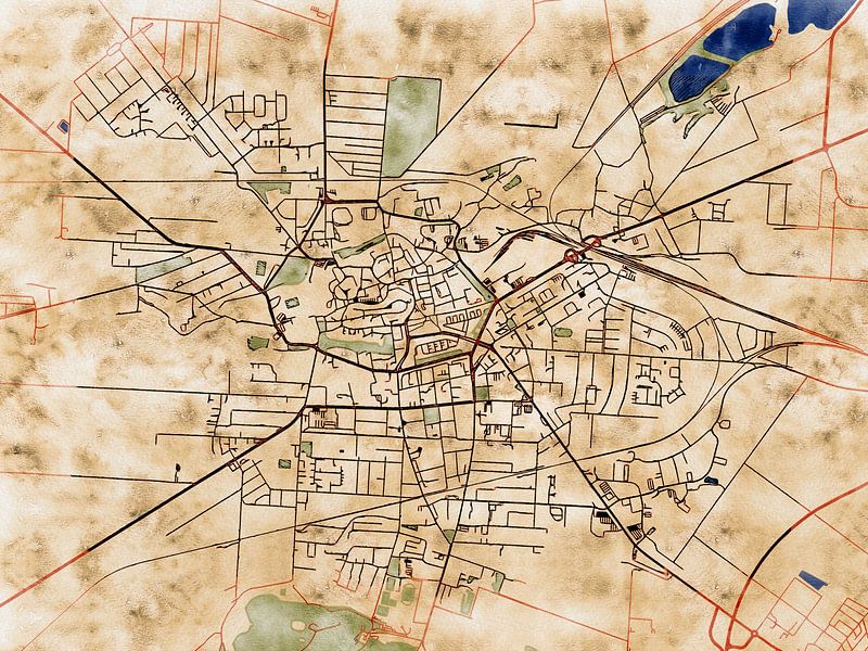 Map of Halberstadt with the style 'Serene Summer' by Maporia