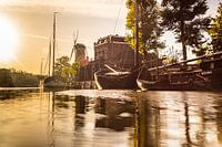 Old Dutch ships on the Turfsingel in Gouda