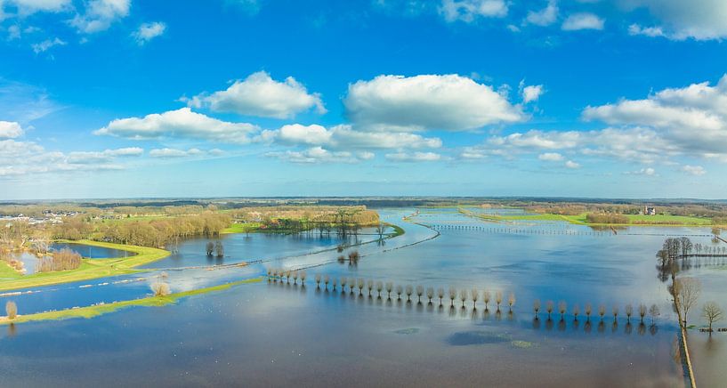 Vecht river high water level flooding at Dalfsen seen from above by Sjoerd van der Wal Photography