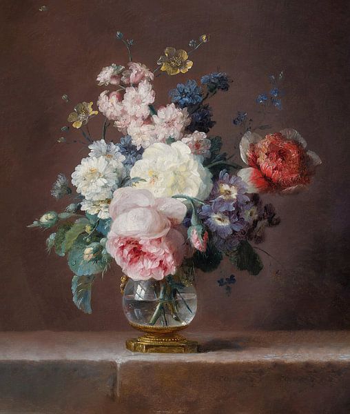 Still life of flowers in a crystal vase on a ledge, Anne Vallayer-Coster by Masterful Masters