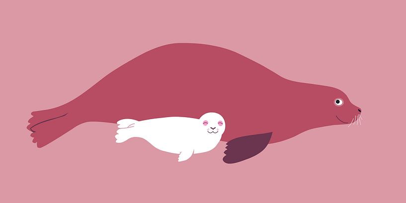 Mother seal with young by Studio Mattie