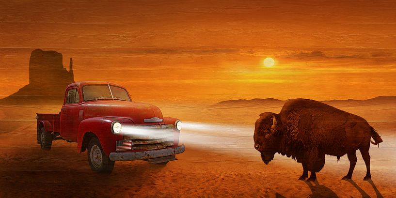 Réunion au coucher du soleil sur la Route 66 par Monika Jüngling