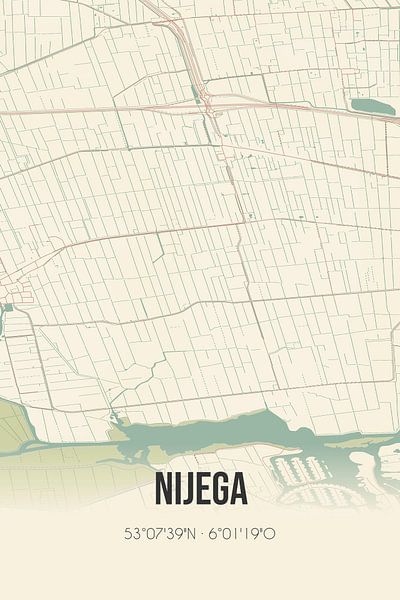 Carte ancienne de Nijega (Fryslan) par Affiches de lieux