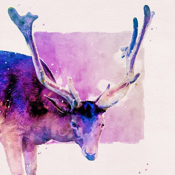 Portrait d'un cerf (art, violet) par Art by Jeronimo