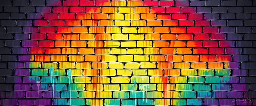 La poésie de la couleur sur un mur : du centre lumineux à la profondeur silencieuse d'un arc-en-ciel par AidasignArt