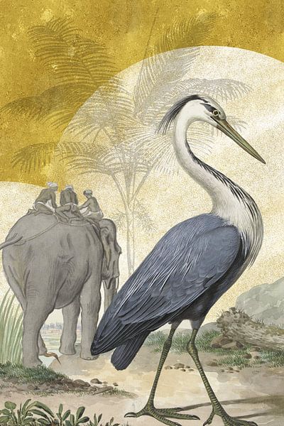 Reiher mit dem Elefanten von Jadzia Klimkiewicz