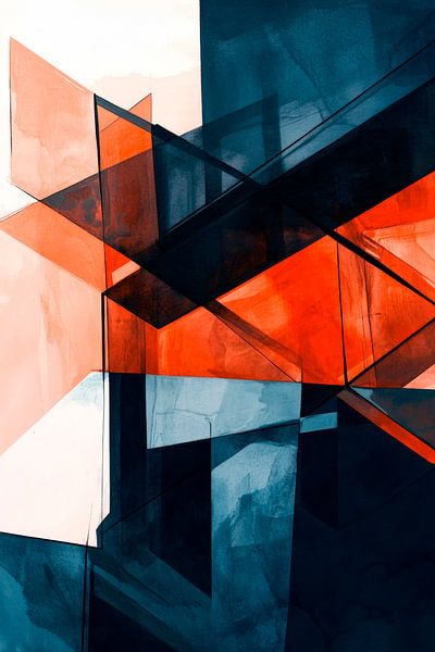Géométrie abstraite en bleu et rouge par Poster Art Shop