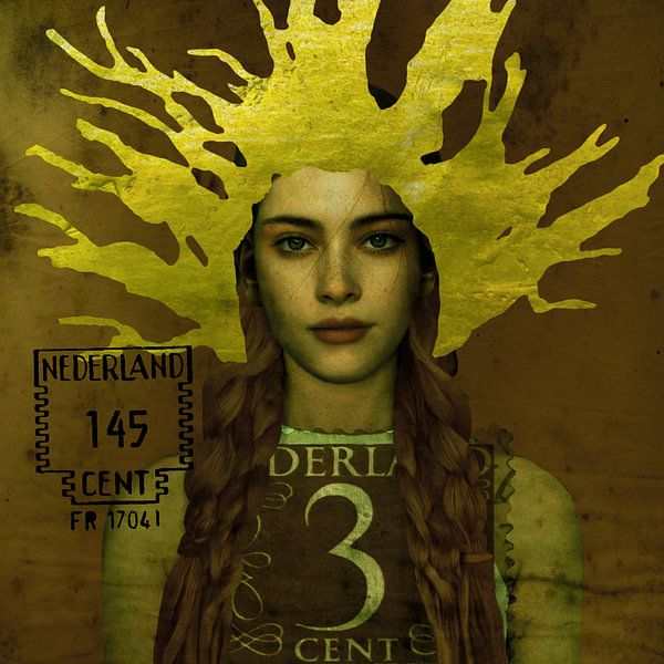 Pop-Art Beauty Goldstempel Krone von Yvonne Zeldenthuis