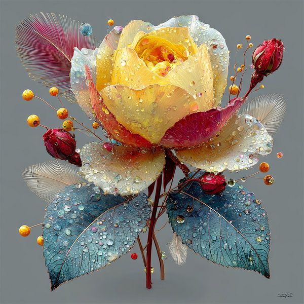 yellow flower with water and icing by Gelissen Artworks