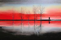 Man and bare trees on the bank-01