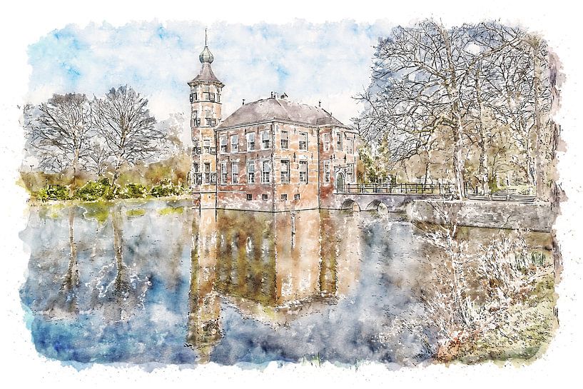 Bouvigne Schloss in Breda (Aquarell) von Art by Jeronimo