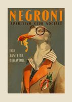 Affiche vintage Art Déco Negroni d'une mouette fantaisiste