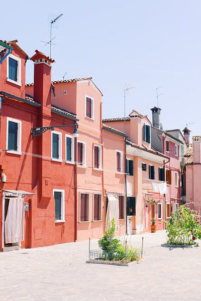 Shades of pink | Venice Burano colored houses | Colorful street photography travel art print Italy by Milou van Ham