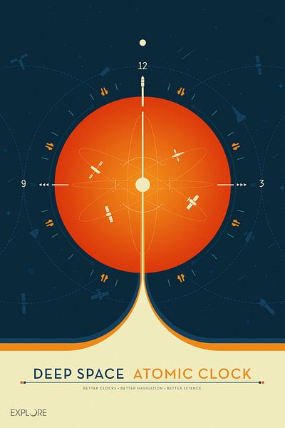 STK204952S-Deep Space Atomic Clock poster, orange version. by Stocktrek Images