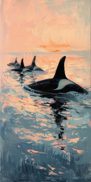 Sunset with Orcas by Whale & Sons