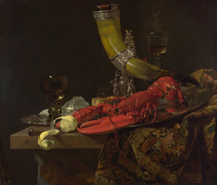 Stillleben mit dem Trinkhorn der Bogenschützengilde von St. Sebastian, Willem Kalf von Meisterhafte Meister
