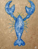 Blauwe kreeft op goud