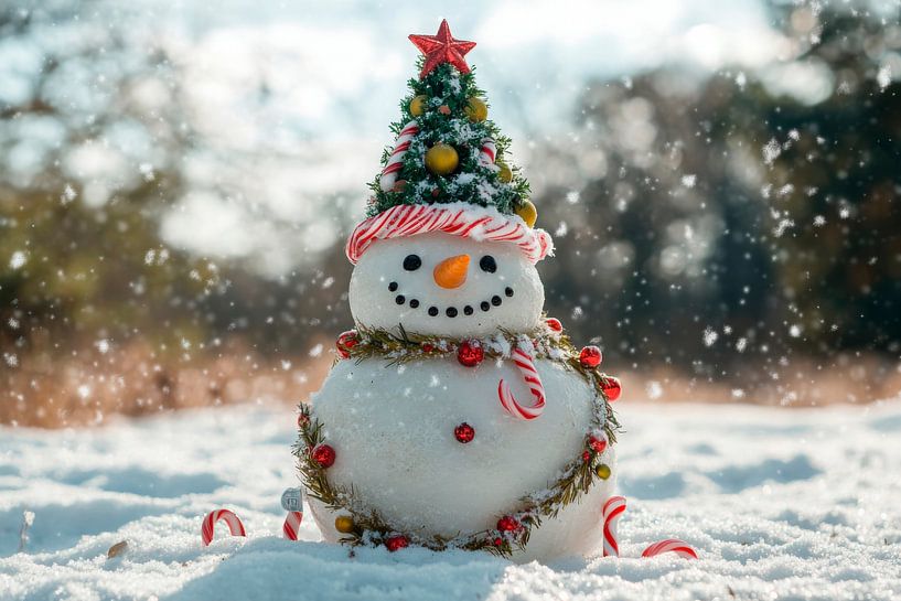 Bonhomme de neige Noël par Poster Art Shop