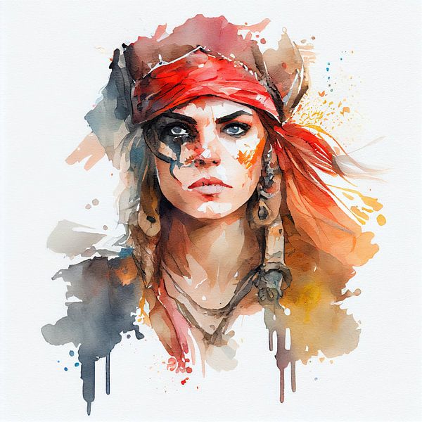 Aquarell Piratenfrau #3 von Chromatic Fusion Studio
